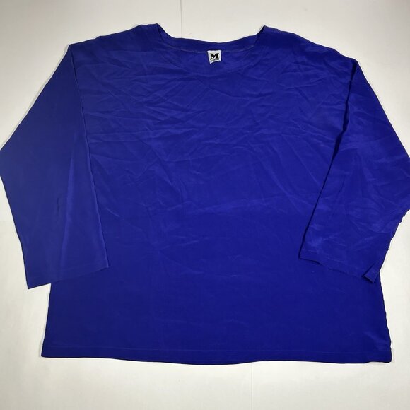 Missoni 100% Silk Purple Tunic Blouse Oversize Round Neck Long Sleeve Sz 48 - XL - Picture 3 of 8